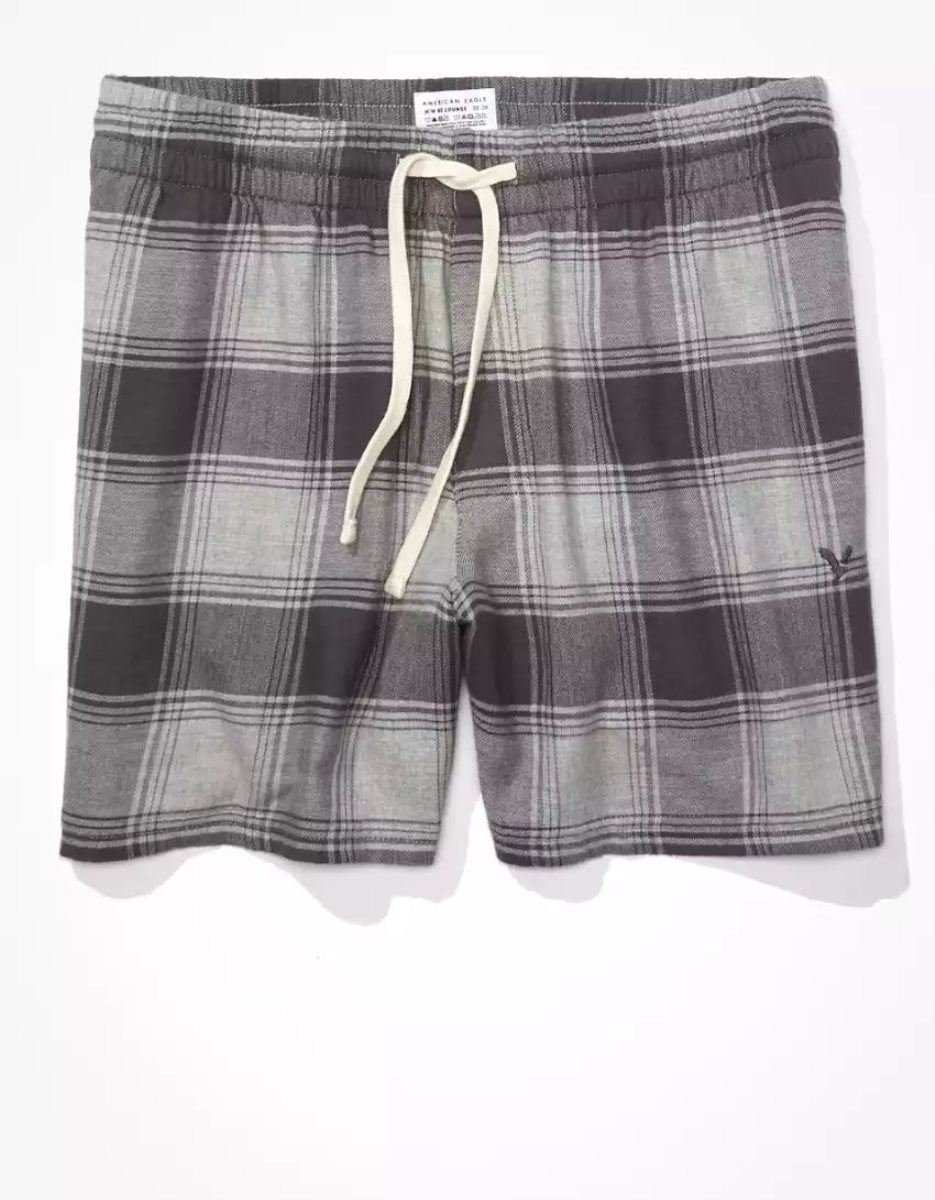 Loungewear American Eagle AE Flannel Shorts Grise Homme | CYA-40384751